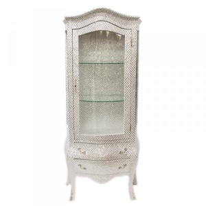 4250828340444 - Barock Vitrine in WeiÃ Glitzerlook- Vitrinenschrank - Wohnzimmerschrank