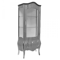 4250828340468 - Barock Vitrine in Schwarz Weiß Streifen - Vitrinenschrank - Wohnzimmerschrank 4250828340468 - Barock Vitrine in Schwarz Weiß Streifen - Vitrinenschrank - Wohnzimmerschrank