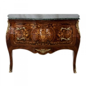 4250828340819 - Barock Kommode Braun Intarsien mit Marmorplatte 100cm