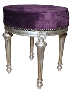 4250828340901 - Barock Sitzhocker Rundhocker Lila Silber 4250828340901 - Barock Sitzhocker Rundhocker Lila Silber