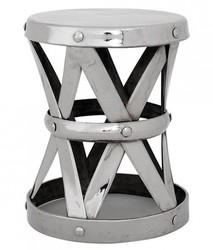 4250828346453 - Designer Luxus Beistelltisch   Sitzhocker Silber HÃ¶he 53cm Durchmesser 44cm - Edelstahl Hocker - Nickel Finish