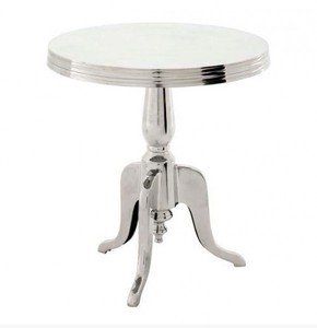 4250828346460 - Designer Luxus Beistelltisch Silver Höhe 60 cm Durchmesser 55 cm - Edelstahl Hocker - Nickel Finish 4250828346460 - Designer Luxus Beistelltisch Silver Höhe 60 cm Durchmesser 55 cm - Edelstahl Hocker - Nickel Finish