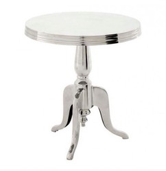 4250828346460 - Designer Luxus Beistelltisch Silver Höhe 60 cm Durchmesser 55 cm - Edelstahl Hocker - Nickel Finish 4250828346460 - Designer Luxus Beistelltisch Silver Höhe 60 cm Durchmesser 55 cm - Edelstahl Hocker - Nickel Finish