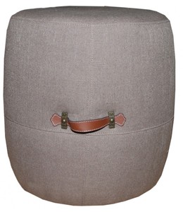 4250828346859 - Designer Sitzhocker Beige Rund mit Echtlederhandgriffen - Kolonial Stil Shabby Landhaus 4250828346859 - Designer Sitzhocker Beige Rund mit Echtlederhandgriffen - Kolonial Stil Shabby Landhaus