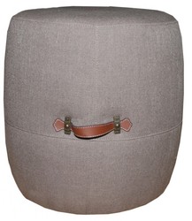4250828346859 - Designer Sitzhocker Beige Rund mit Echtlederhandgriffen - Kolonial Stil Shabby Landhaus 4250828346859 - Designer Sitzhocker Beige Rund mit Echtlederhandgriffen - Kolonial Stil Shabby Landhaus