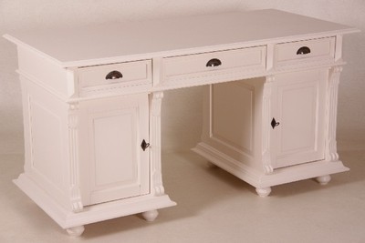 4250828347078 - Schreibtisch Kiefer Massiv England Creme - Englischer Schreibtisch - Antik Stil - Empire Jugendstil Barock Kolonial Shabby Chic