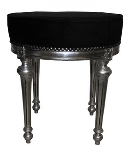 4250828347245 - Barock Sitzhocker Rundhocker Schwarz Silber 4250828347245 - Barock Sitzhocker Rundhocker Schwarz Silber
