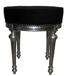 4250828347245 - Barock Sitzhocker Rundhocker Schwarz Silber 4250828347245 - Barock Sitzhocker Rundhocker Schwarz Silber