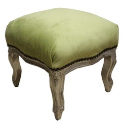 4250828347269 - Barock FuÃhocker JÃ¤gergrÃ¼n   Silber - Antik Stil MÃ¶bel - Hocker