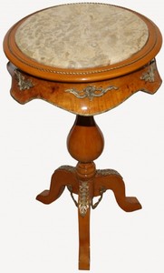 4250828347351 - Barock Beistelltisch Modell Mahagoni Hellbraun mit Marmorplatte 70 x 42 cm