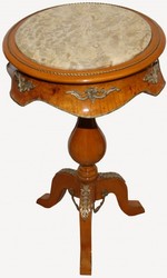 4250828347351 - Barock Beistelltisch Modell Mahagoni Hellbraun mit Marmorplatte 70 x 42 cm