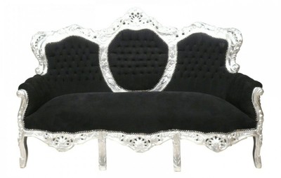4250828349140 - Barock Sofa Garnitur King Schwarz Silber - MÃ¶bel Wohnzimmer Couch