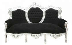 4250828349140 - Barock Sofa Garnitur King Schwarz Silber - MÃ¶bel Wohnzimmer Couch