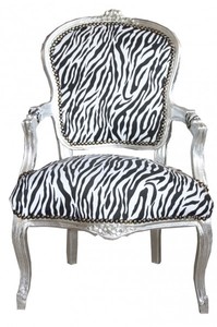 4250828349157 - Barock Salon Stuhl Zebra Silber - Möbel Interior 4250828349157 - Barock Salon Stuhl Zebra Silber - Möbel Interior