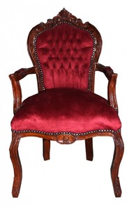 4250828349447 - Barock Esszimmer Stuhl mit Armlehnen Bordeaux   Braun