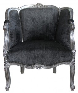 4250828349454 - Barock Sessel Grau Silber 4250828349454 - Barock Sessel Grau Silber