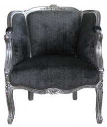 4250828349454 - Barock Sessel Grau Silber 4250828349454 - Barock Sessel Grau Silber