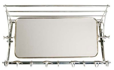 4250828349706 - FranzÃ¶sische Luxus Wandgarderobe mit Spiegel Silberfarben Edelstahl Garderoben Halter Mod Strasbourg - Garderobe Antik Stil Barock Jugendstil  Hotel Cafe Restuarant MÃ¶bel