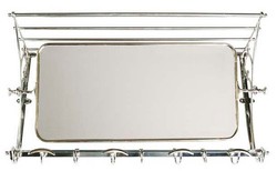 4250828349706 - FranzÃ¶sische Luxus Wandgarderobe mit Spiegel Silberfarben Edelstahl Garderoben Halter Mod Strasbourg - Garderobe Antik Stil Barock Jugendstil  Hotel Cafe Restuarant MÃ¶bel