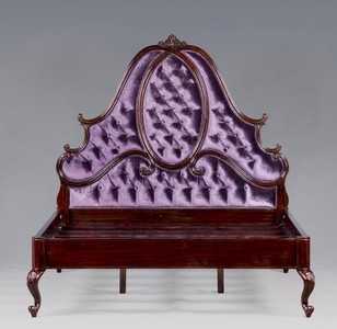 4250828350078 - Luxus Barock Bett Mahagoni Lila- Louis XV Französisches Luxus Bett 4250828350078 - Luxus Barock Bett Mahagoni Lila- Louis XV Französisches Luxus Bett