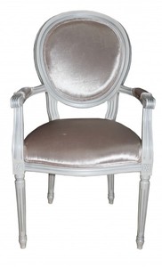 4250828350283 - Barock Esszimmer Stuhl mit Armlehne Beige White Silver - Designer Stuhl - Luxus Qualität 4250828350283 - Barock Esszimmer Stuhl mit Armlehne Beige White Silver - Designer Stuhl - Luxus Qualität