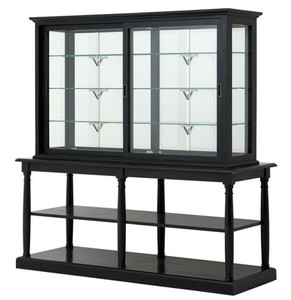 Casa Padrino Luxury Glass Display Case Black Solid Wood Living
