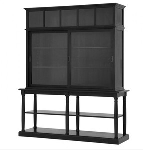 4250828350504 - Luxus Glas Vitrinen Schrank Schwarz Massivholz Bristol Wohnzimmer Schrank Barock Jugendstil Rokoko Vitrine Ladeneinrichtung