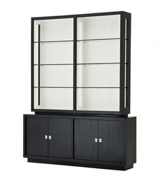 4250828350528 - Luxus BÃ¼cher Schrank Schwarz Massivholz Miami Wohnzimmer Schrank Barock Jugendstil Rokoko Vitrine Ladeneinrichtung