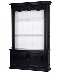 4250828350559 - Luxus Bücher Schrank Schwarz Massivholz Modell Bordeaux Wohnzimmer Schrank Barock Jugendstil Rokoko Ladeneinrichtung 4250828350559 - Luxus Bücher Schrank Schwarz Massivholz Modell Bordeaux Wohnzimmer Schrank Barock Jugendstil Rokoko Ladeneinrichtung