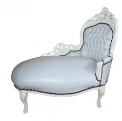 4250828350733 - Barock Kinder Chaiselongue Weiß Weiß - Recamiere Barock Möbel 4250828350733 - Barock Kinder Chaiselongue Weiß Weiß - Recamiere Barock Möbel