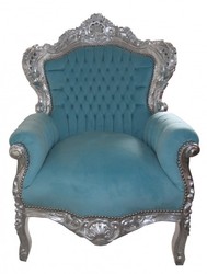4250828350795 - Barock Sessel King   Blau    Silber MÃ¶bel Antik Stil