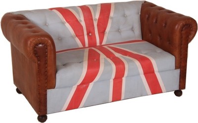 4250828350870 - Chesterfield Luxus Echt Leder Sofa Union Jack   Braun 2 Sitzer Vintage Leder von Englische Flagge England MÃ¶bel