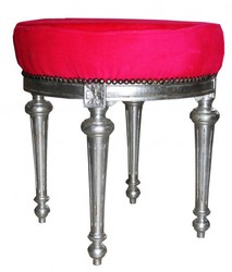 4250828351075 - Barock Sitzhocker Rundhocker Pink Silber 4250828351075 - Barock Sitzhocker Rundhocker Pink Silber