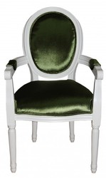 4250828351211 - Barock Esszimmer Stuhl mit Armlehne GrÃ¼n   WeiÃ - Designer Stuhl - Luxus QualitÃ¤t GH