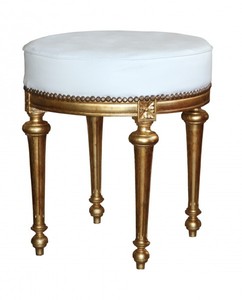 4250828351952 - Barock Sitzhocker Rundhocker Weiß Gold 4250828351952 - Barock Sitzhocker Rundhocker Weiß Gold