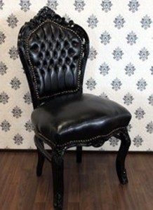 4250828352584 - Barock Esszimmer Stuhl Schwarz Schwarz Lederoptik - Möbel Antik Stil 4250828352584 - Barock Esszimmer Stuhl Schwarz Schwarz Lederoptik - Möbel Antik Stil