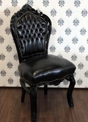 4250828352584 - Barock Esszimmer Stuhl Schwarz Schwarz Lederoptik - Möbel Antik Stil 4250828352584 - Barock Esszimmer Stuhl Schwarz Schwarz Lederoptik - Möbel Antik Stil