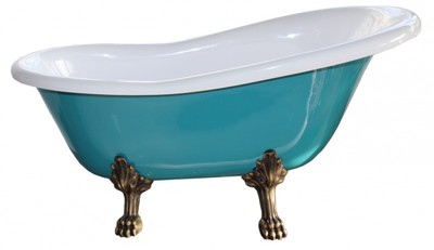 4250828352652 - Freistehende Luxus Badewanne Jugendstil Roma TÃ¼rkis WeiÃ Altgold 1470mm - Barock Antik Badezimmer