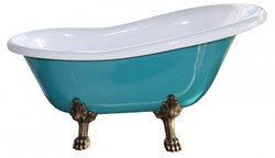 4250828352652 - Freistehende Luxus Badewanne Jugendstil Roma TÃ¼rkis WeiÃ Altgold 1470mm - Barock Antik Badezimmer