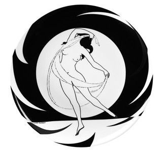 4250828352904 - Handgearbeitete Schale aus Porzellan mit einem Motiv von Audrey Beardsley Tanzende Frau mit Tuch Durchmesser 30 cm - feinste Qualität aus der Tettau Porzellanfabrik - wunderschöne flache Schale 4250828352904 - Handgearbeitete Schale aus Porzellan mit einem Motiv von Audrey Beardsley Tanzende Frau mit Tuch Durchmesser 30 cm - feinste Qualität aus der Tettau Porzellanfabrik - wunderschöne flache Schale
