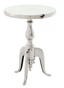4250828352966 - Designer Luxus Beistelltisch Silver HÃ¶he 55 cm Durchmesser 40 cm - Edelstahl Hocker - Nickel Finish