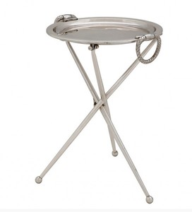 4250828353062 - Designer Luxus Beistelltisch Silber Vintage Design Höhe 43 cm Durchmesser 33 cm - Edelstahl Tisch - Nickel Finish - Luxus Qualität 4250828353062 - Designer Luxus Beistelltisch Silber Vintage Design Höhe 43 cm Durchmesser 33 cm - Edelstahl Tisch - Nickel Finish - Luxus Qualität