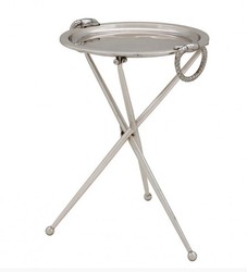 4250828353062 - Designer Luxus Beistelltisch Silber Vintage Design Höhe 43 cm Durchmesser 33 cm - Edelstahl Tisch - Nickel Finish - Luxus Qualität 4250828353062 - Designer Luxus Beistelltisch Silber Vintage Design Höhe 43 cm Durchmesser 33 cm - Edelstahl Tisch - Nickel Finish - Luxus Qualität