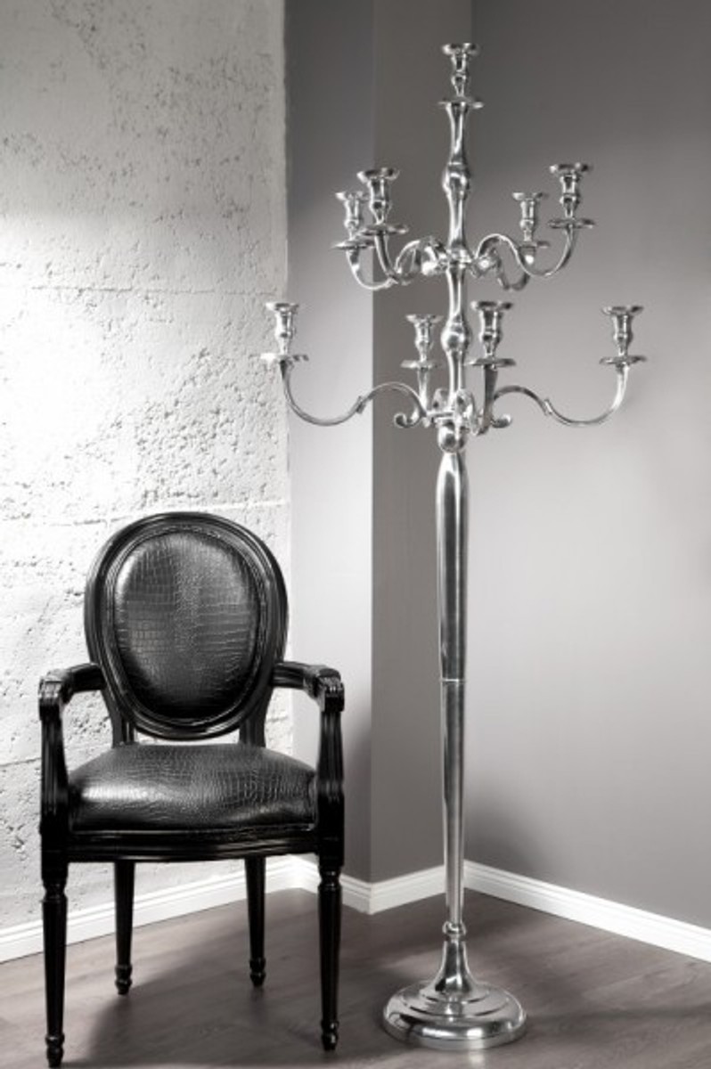 4250828353789 - Designer Kerzenhalter aus poliertem Aluminium Silber Shine Classic 9-armig HÃ¶he 180 cm - KerzenstÃ¤nder