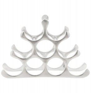 4250828355196 - Designer Weinregal fÃ¼r 9 Flaschen aus poliertem Aluminium HÃ¶he 30 cm Breite 44 cm Tiefe 13 cm - Flaschenhalter Flaschenablage