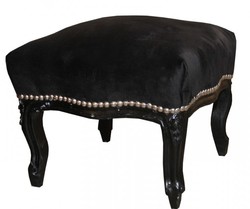 4250828355837 - Barock FuÃhocker Medium Schwarz   Schwarz - Antik Stil MÃ¶bel - Hocker