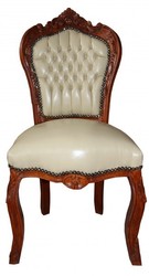 4250828356759 - Barock Esszimmer Stuhl Creme Lederoptik Braun - Barock Möbel 4250828356759 - Barock Esszimmer Stuhl Creme Lederoptik Braun - Barock Möbel