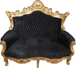 4250828357244 - Barock 2er Sofa Master Schwarz Gold - Antik Stil Möbel 4250828357244 - Barock 2er Sofa Master Schwarz Gold - Antik Stil Möbel