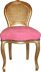 4250828357251 - Barock Damen Stuhl Rosa Gold Schminkstuhl 4250828357251 - Barock Damen Stuhl Rosa Gold Schminkstuhl