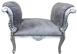 4250828358111 - Barock Schemel Hocker Grau   Silber - Sitzbank